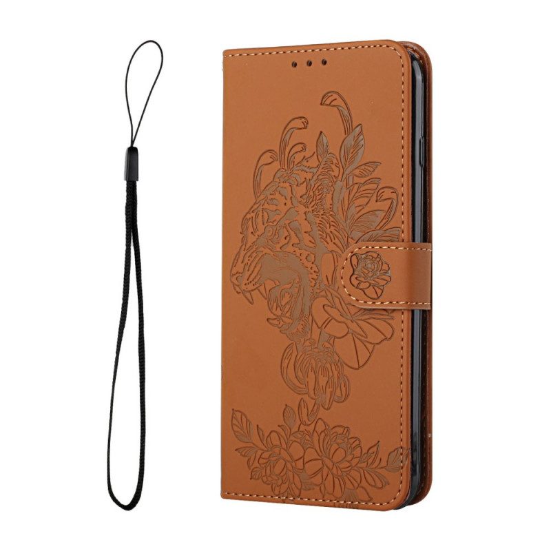 Custodia in pelle Samsung Galaxy A13 5G / A04s Barocco Strappy Tiger