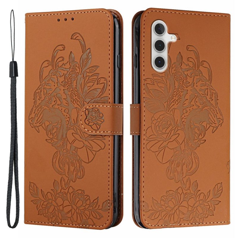 Custodia in pelle Samsung Galaxy A13 5G / A04s Barocco Strappy Tiger