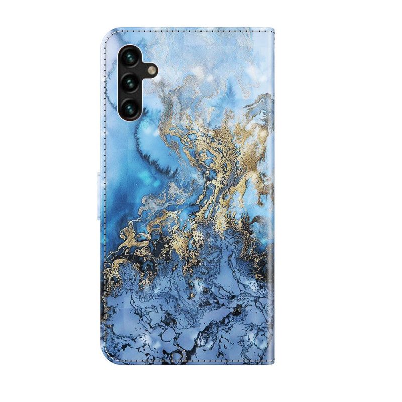 Custodia in pelle Samsung Galaxy A13 5G / A04s Design In Marmo Con Cordino