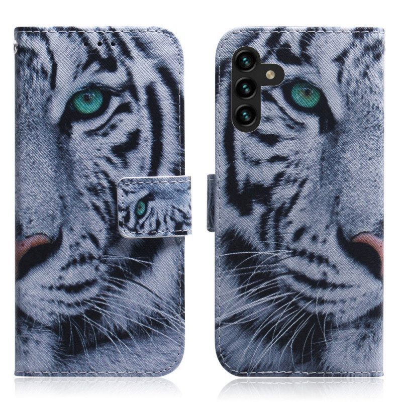 Custodia in pelle Samsung Galaxy A13 5G / A04s Faccia Da Tigre