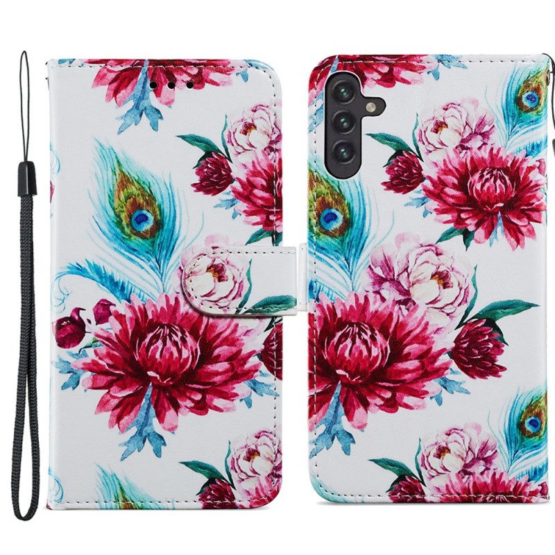 Custodia in pelle Samsung Galaxy A13 5G / A04s Fiori Intensi