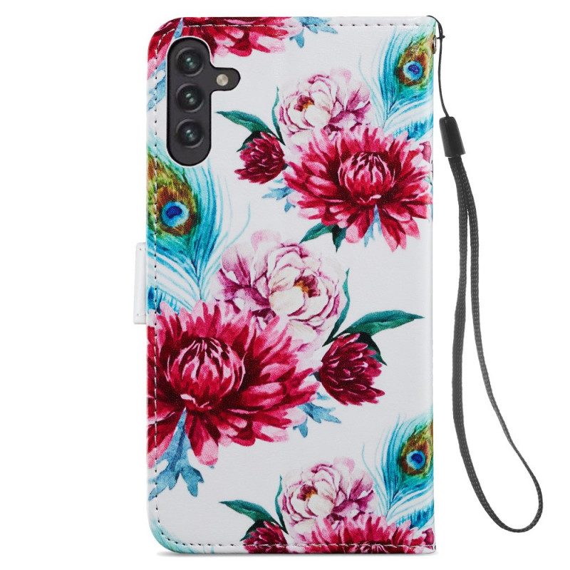 Custodia in pelle Samsung Galaxy A13 5G / A04s Fiori Intensi