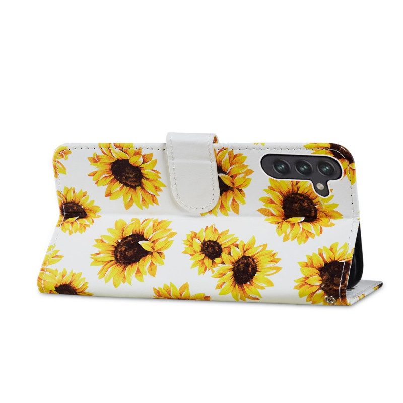 Custodia in pelle Samsung Galaxy A13 5G / A04s Girasoli