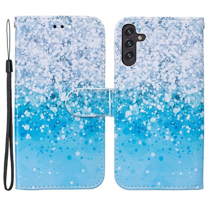 Custodia in pelle Samsung Galaxy A13 5G / A04s Gradiente Di Glitter Blu