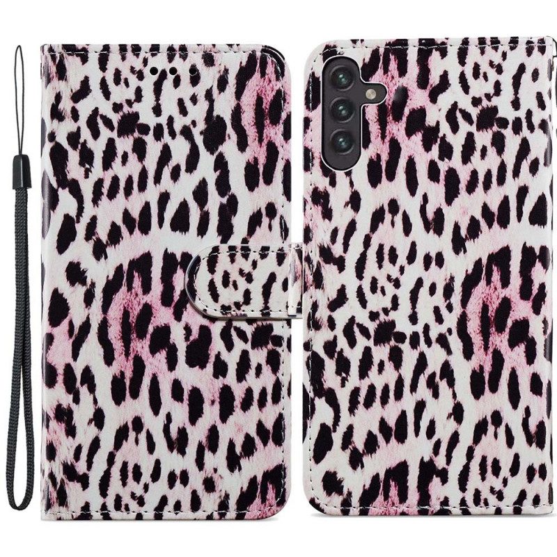 Custodia in pelle Samsung Galaxy A13 5G / A04s Leopardato