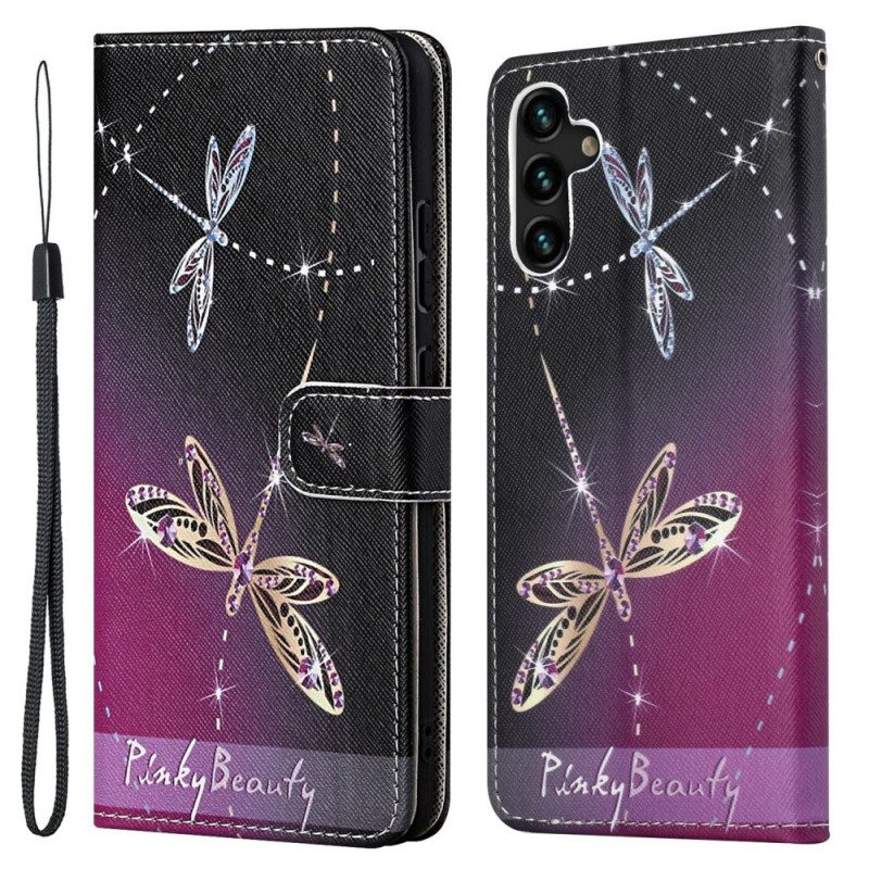 Custodia in pelle Samsung Galaxy A13 5G / A04s Libellule Strappy