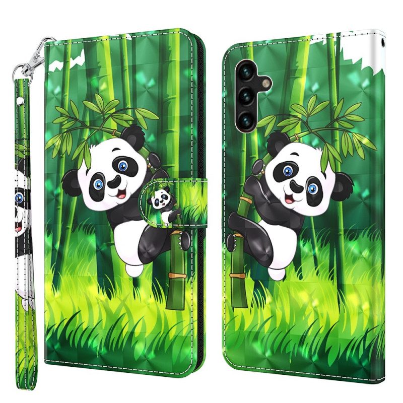 Custodia in pelle Samsung Galaxy A13 5G / A04s Panda E Bambù