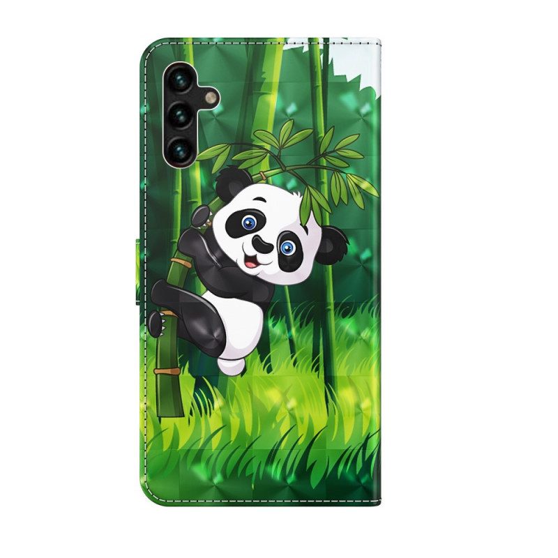 Custodia in pelle Samsung Galaxy A13 5G / A04s Panda E Bambù