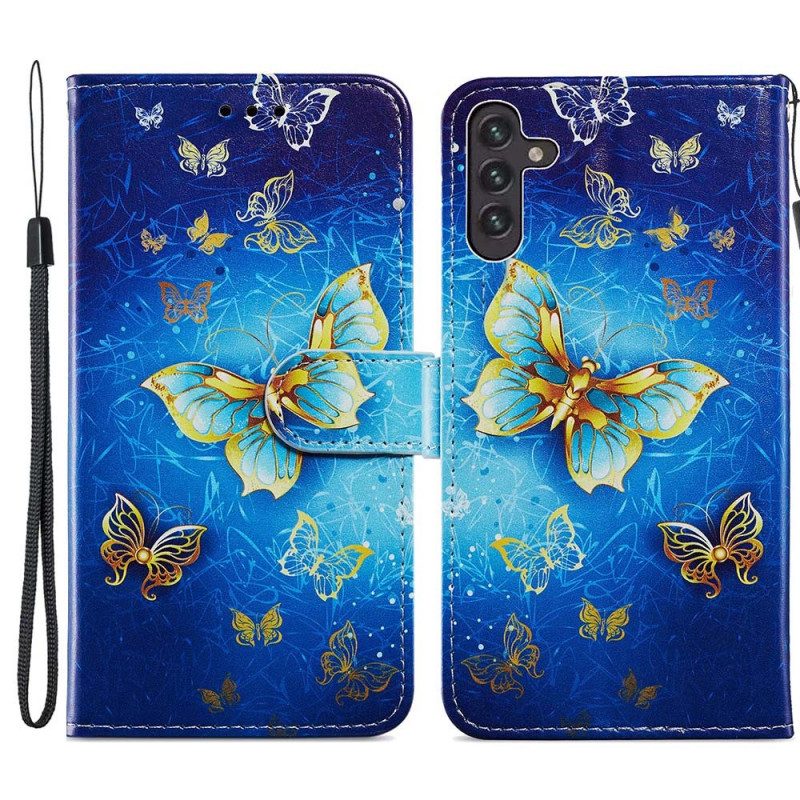 Custodia in pelle Samsung Galaxy A13 5G / A04s Volo Di Farfalle