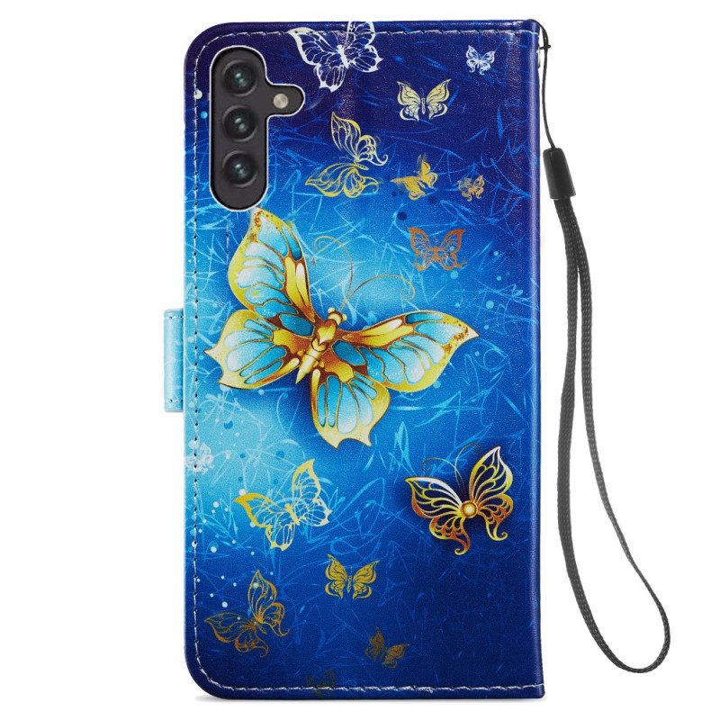 Custodia in pelle Samsung Galaxy A13 5G / A04s Volo Di Farfalle