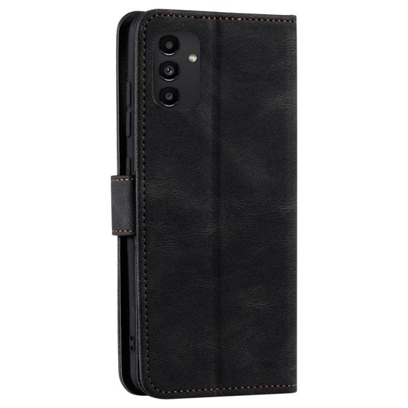 Folio Cover Samsung Galaxy A13 5G / A04s Cuciture A Contatto Con La Pelle