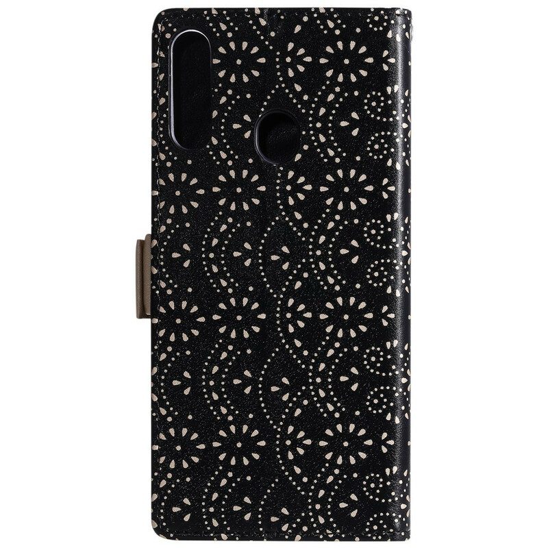 Custodia in pelle Samsung Galaxy A20s Portamonete Con Cinturino In Pizzo