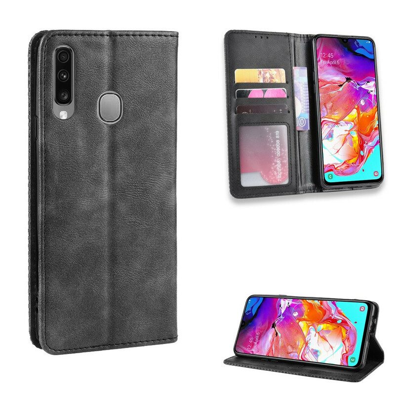 Folio Cover Samsung Galaxy A20s Custodia in pelle Effetto Pelle Vintage Stilizzato