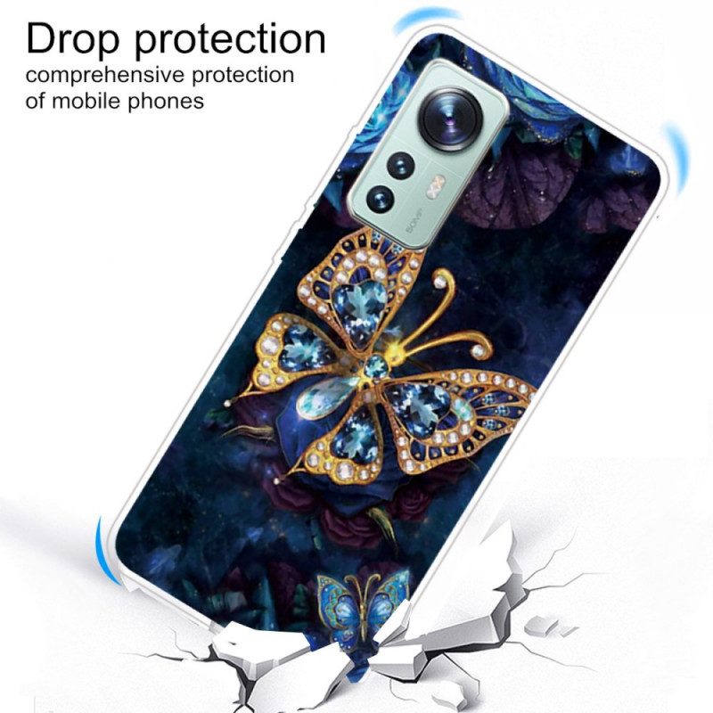 Cover Xiaomi 12 Pro Declino Della Farfalla In Silicone