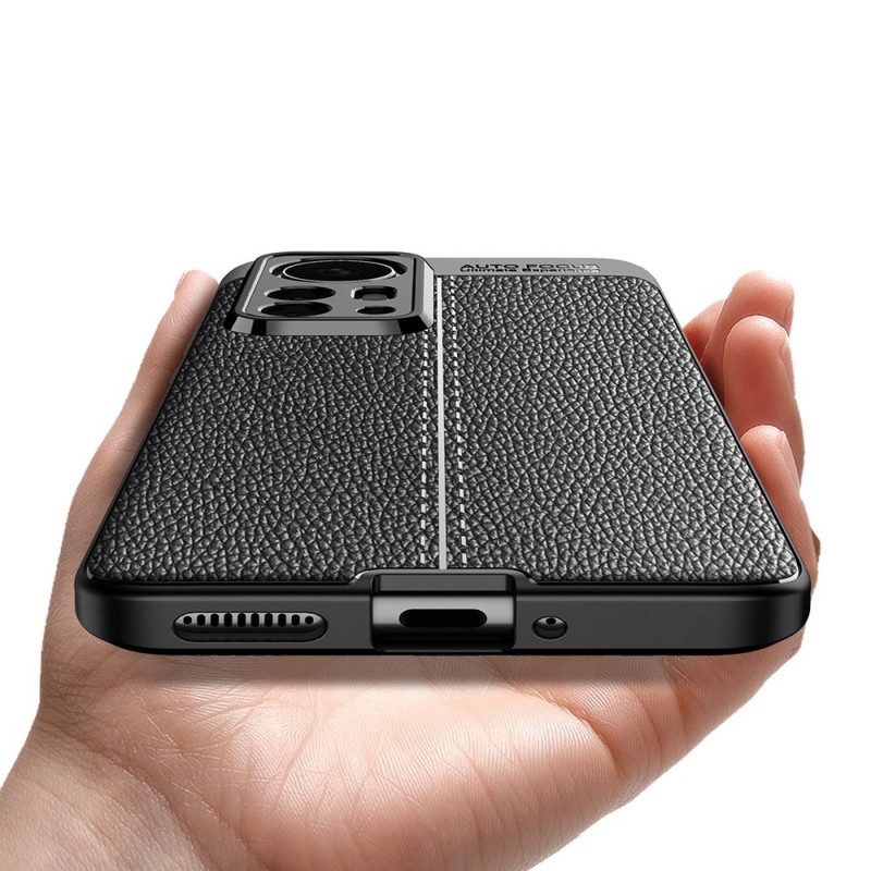 Cover Xiaomi 12 Pro Doppia Linea Litchi Effetto Pelle