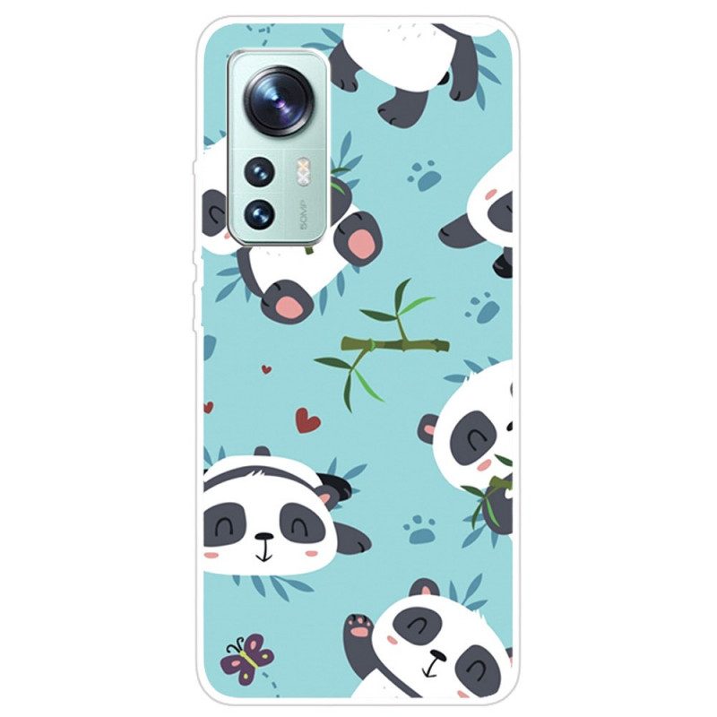 Cover Xiaomi 12 Pro Mazzo Di Panda In Silicone