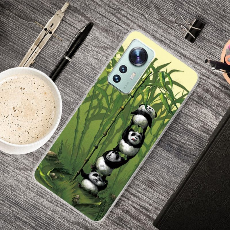 Cover Xiaomi 12 Pro Mazzo Di Panda In Silicone