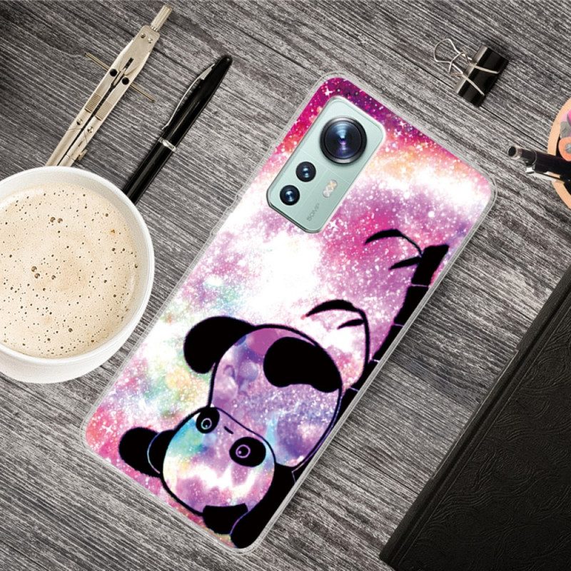 Cover Xiaomi 12 Pro Panda In Silicone A Testa In Giù