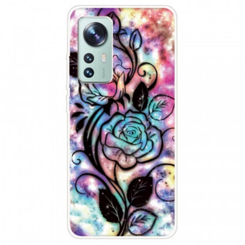 Cover Xiaomi 12 Pro Silicone Floreale Grafico