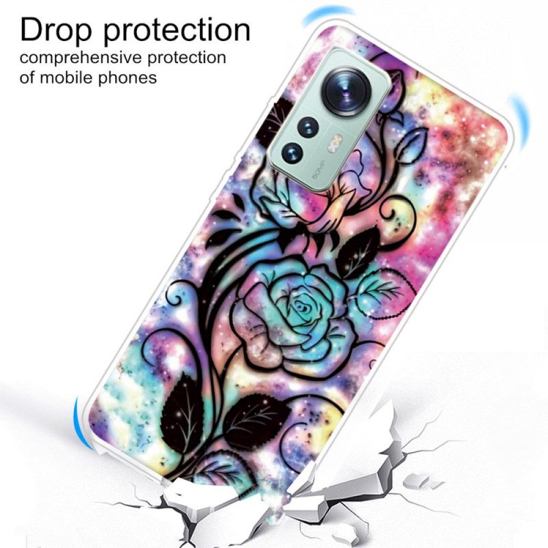 Cover Xiaomi 12 Pro Silicone Floreale Grafico