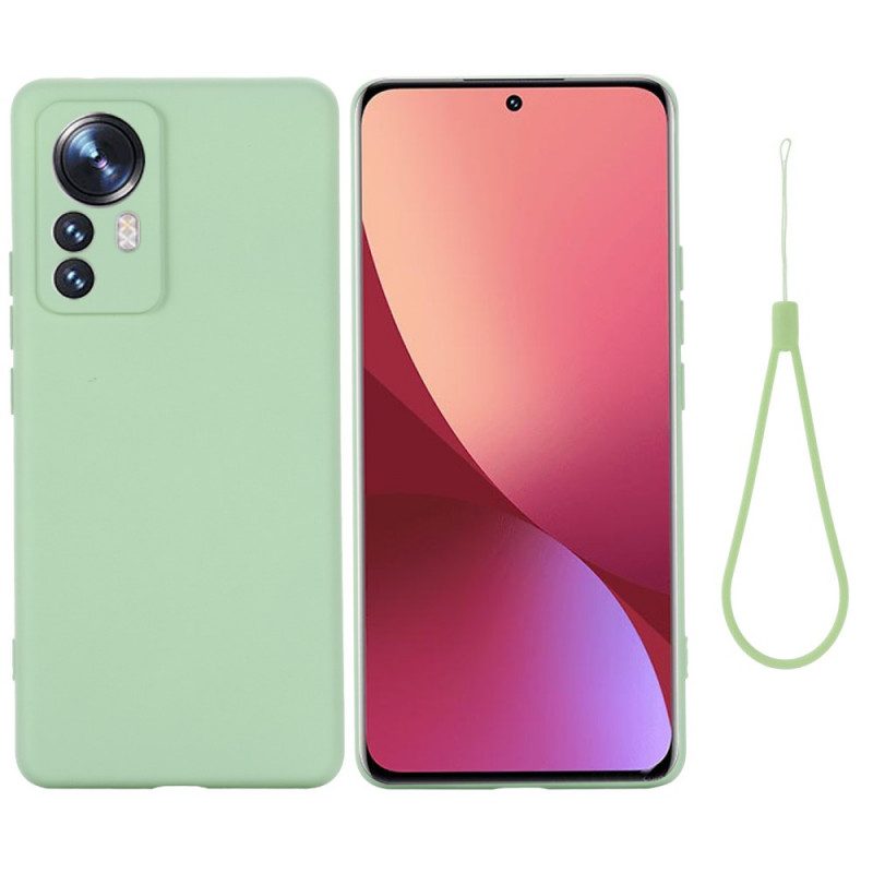 Cover Xiaomi 12 Pro Silicone Liquido Con Cordino