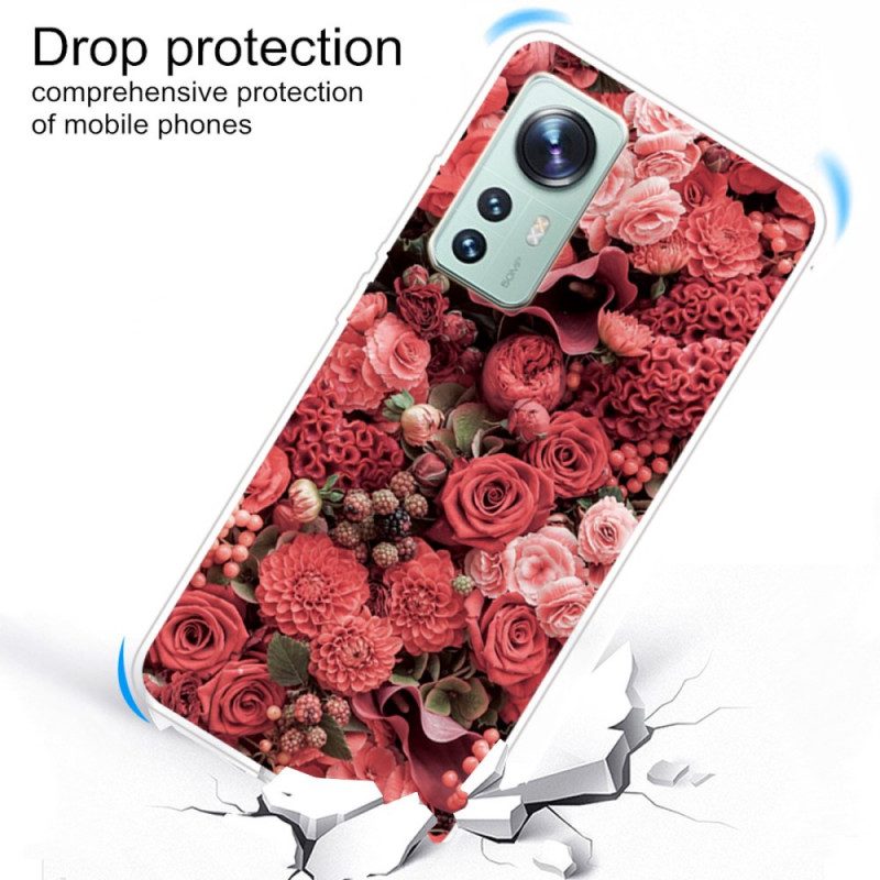 Cover Xiaomi 12 Pro Variazione Floreale In Silicone