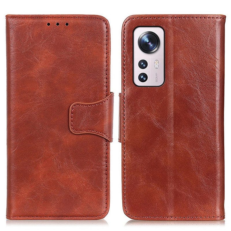 Custodia A Portafoglio Xiaomi 12 Pro Chiusura Reversibile In Pelle Crosta