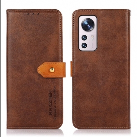 Custodia in pelle Xiaomi 12 Pro Chiusura Dorata Bicolore Khazneh