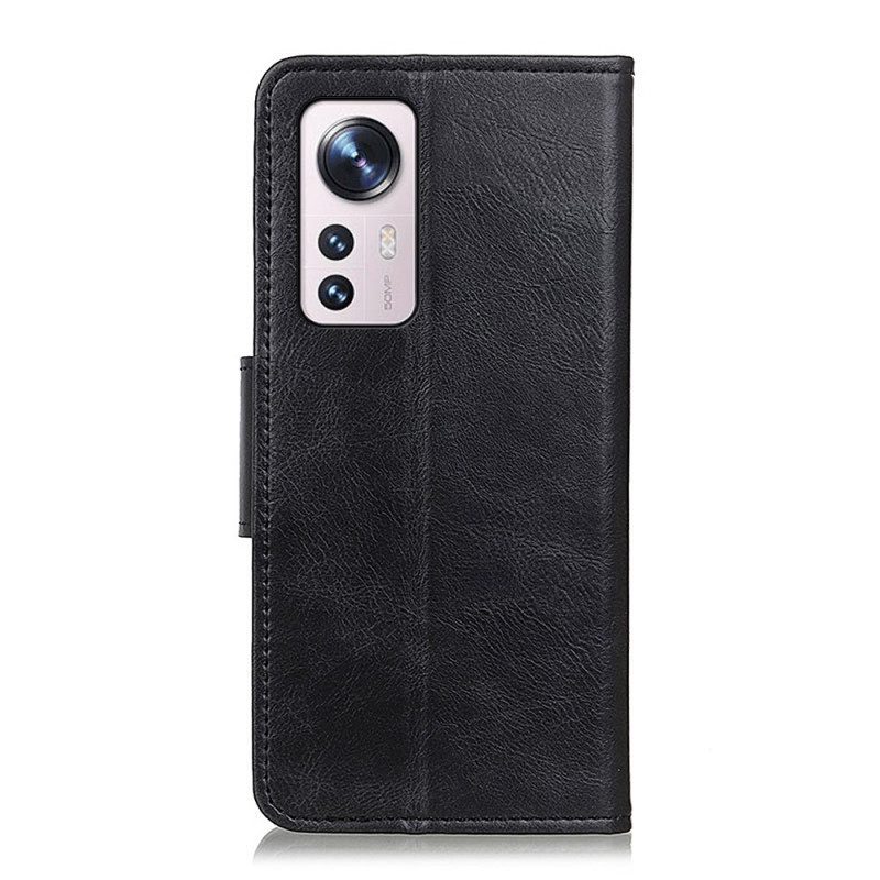 Custodia in pelle Xiaomi 12 Pro Chiusura Reversibile Effetto Pelle