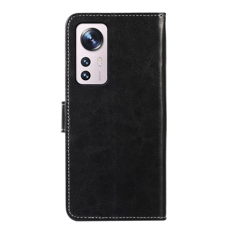 Custodia in pelle Xiaomi 12 Pro Effetto Pelle Couture