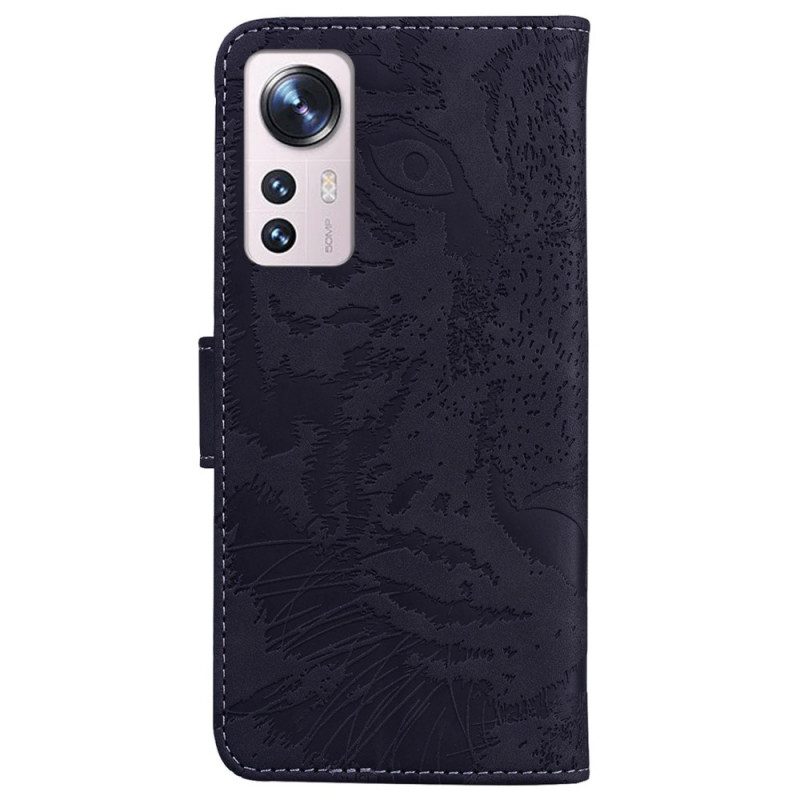 Custodia in pelle Xiaomi 12 Pro Impronta Di Tigre