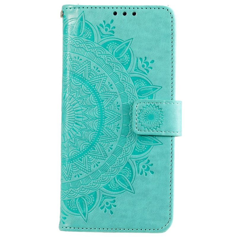 Custodia in pelle Xiaomi 12 Pro Mandala Del Sole Con Cinghie