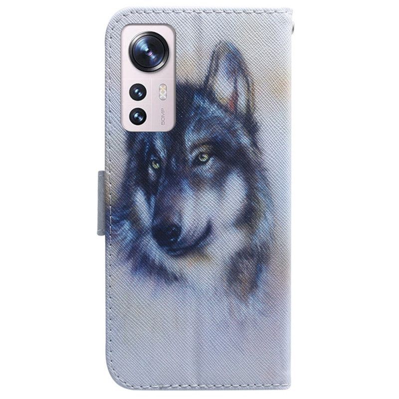 Custodia in pelle Xiaomi 12 Pro Pittura Del Lupo