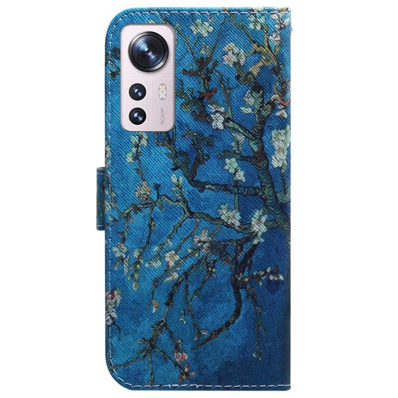 Custodia in pelle Xiaomi 12 Pro Rami Fioriti