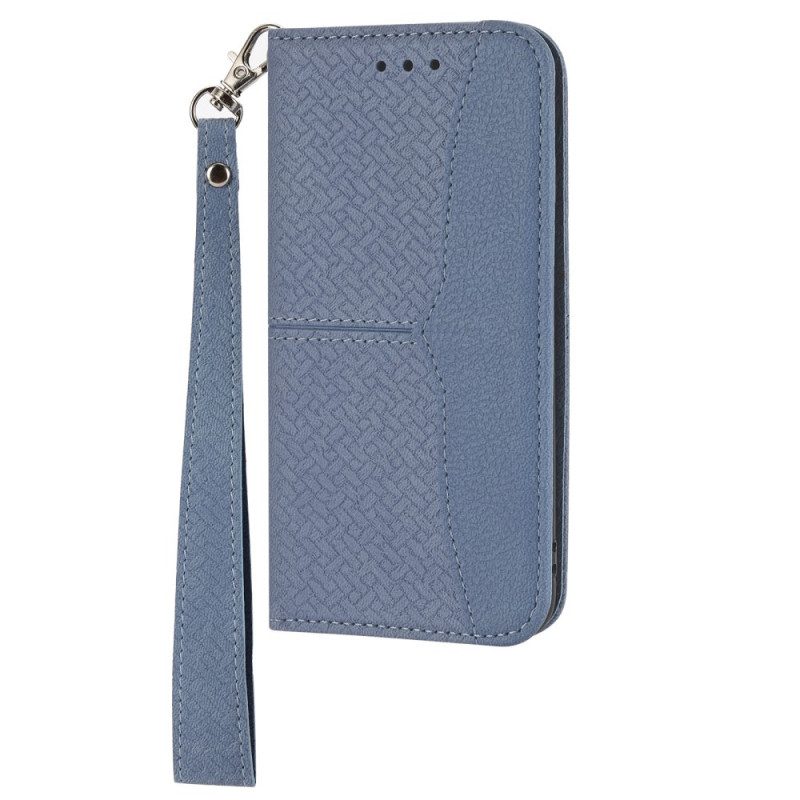 Custodia in pelle Xiaomi 12 Pro Stile In Pelle Intrecciata Con Cinturino