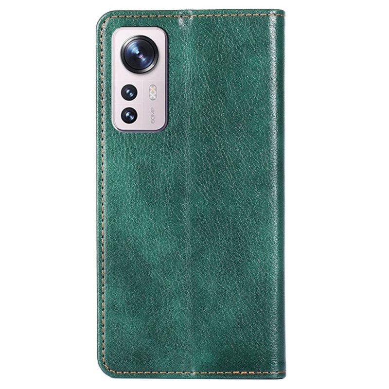 Folio Cover Xiaomi 12 Pro Custodia in pelle Cuciture In Ecopelle