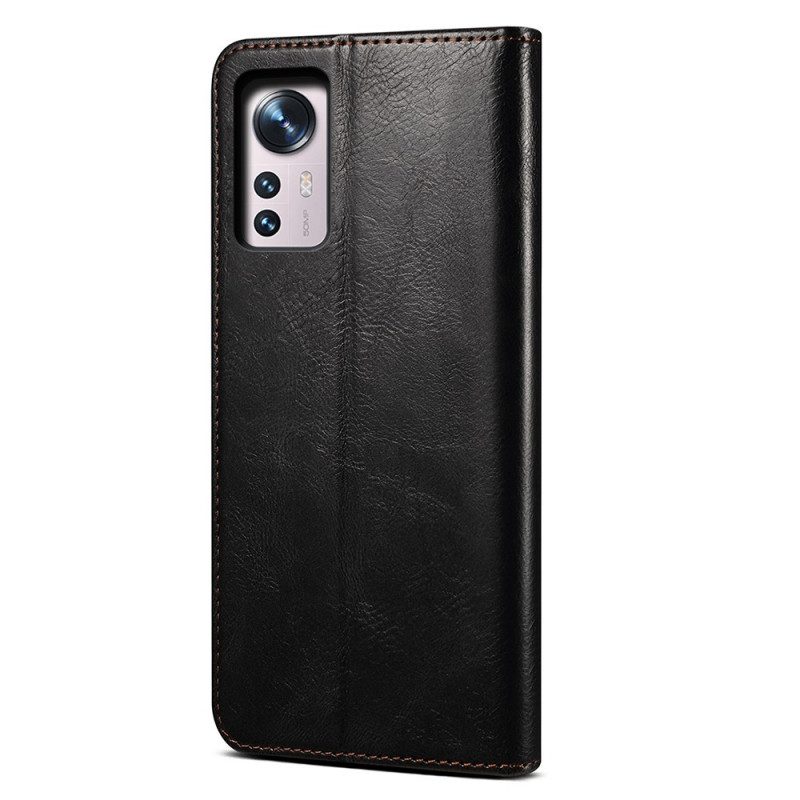 Folio Cover Xiaomi 12 Pro Custodia in pelle Ecopelle Cerata