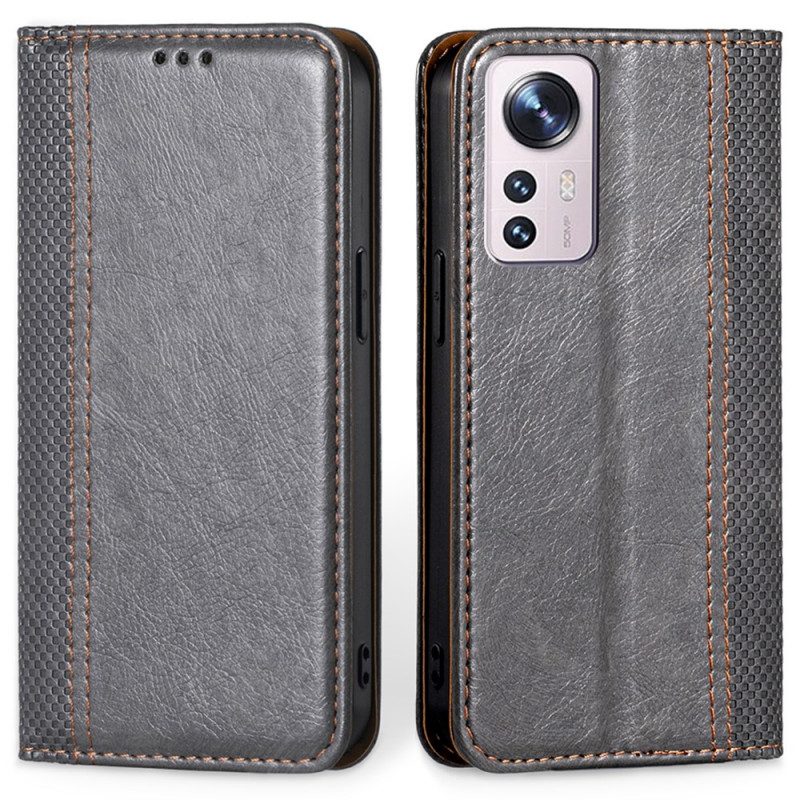 Folio Cover Xiaomi 12 Pro Custodia in pelle Effetto Pelle Vintage