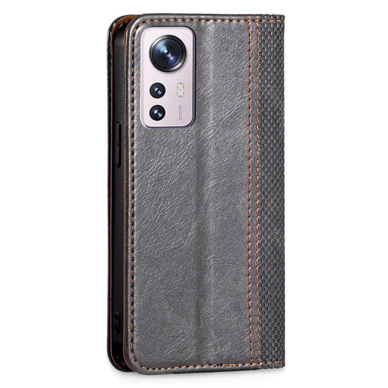 Folio Cover Xiaomi 12 Pro Custodia in pelle Effetto Pelle Vintage