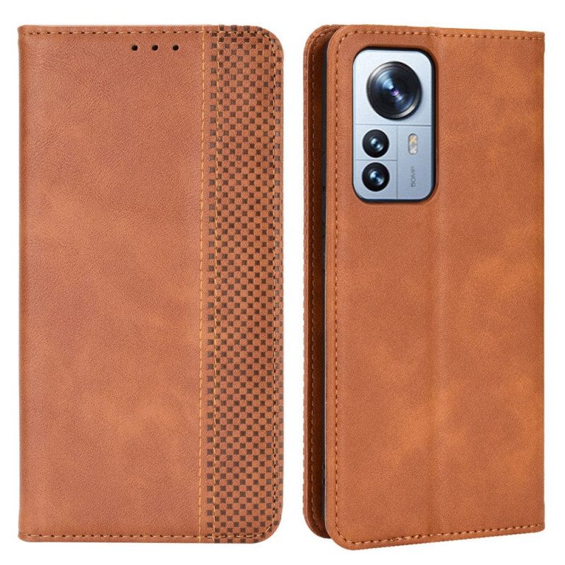 Folio Cover Xiaomi 12 Pro Custodia in pelle Effetto Pelle Vintage Stilizzato