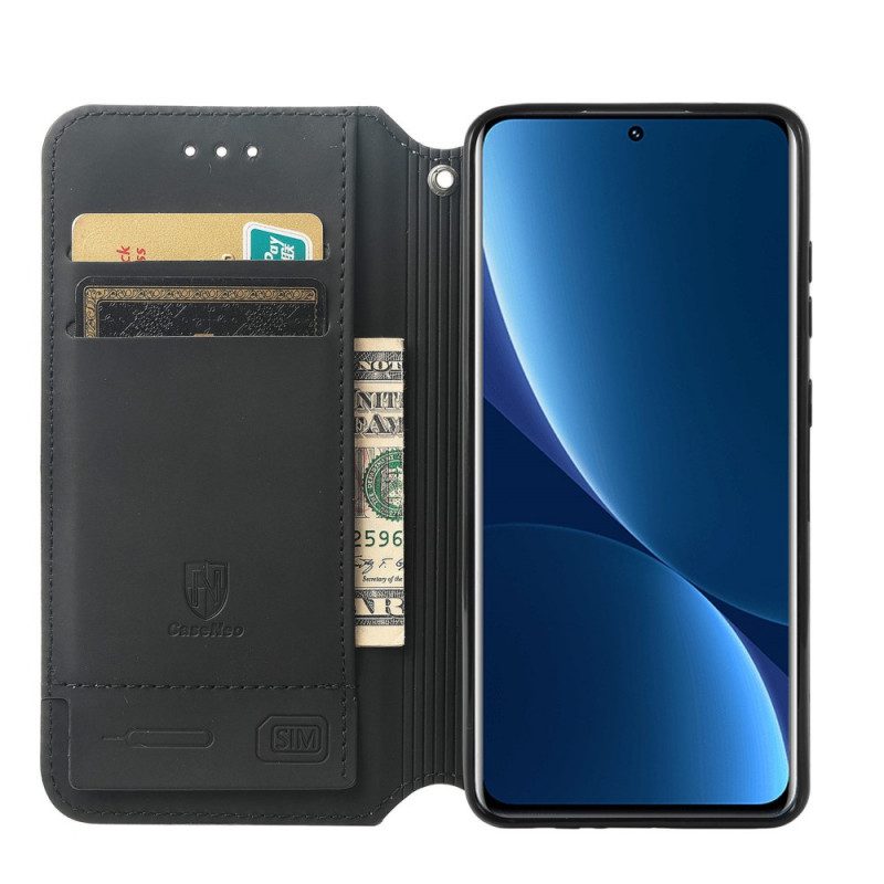 Folio Cover Xiaomi 12 Pro Custodia in pelle Progettazione Caseneo Rfid