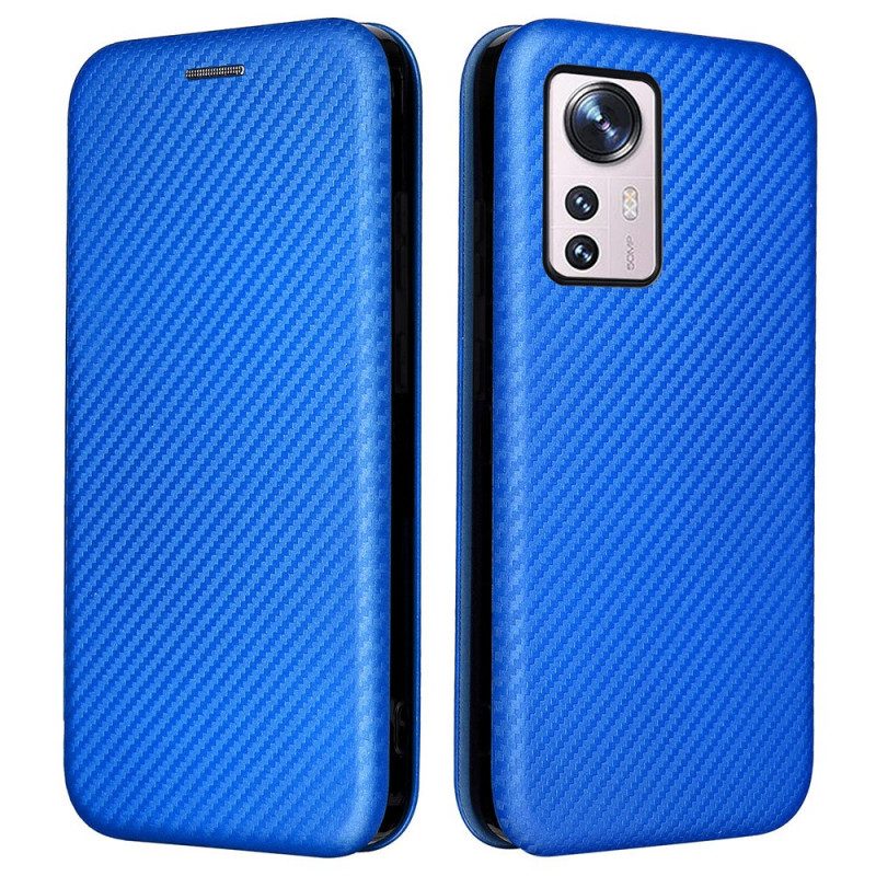 Folio Cover Xiaomi 12 Pro Custodia in pelle Silicone Colorato Al Carbonio