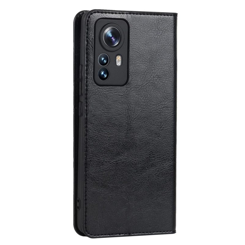 Folio Cover Xiaomi 12 Pro Custodia in pelle Pelle Vera