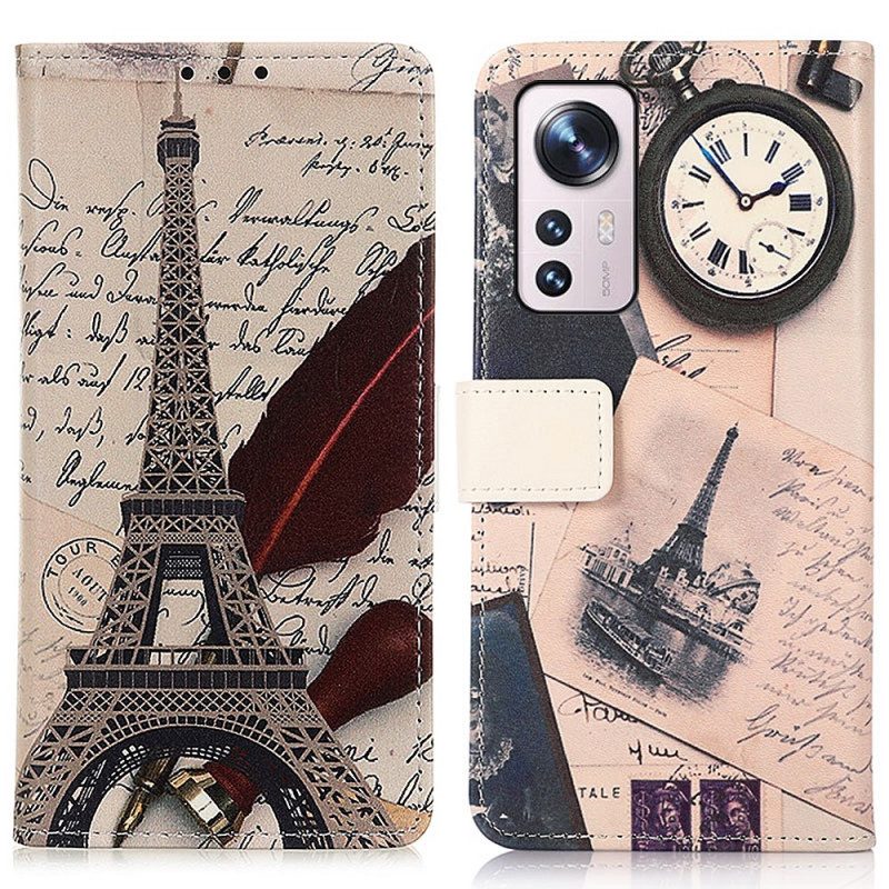 Folio Cover Xiaomi 12 Pro Torre Eiffel