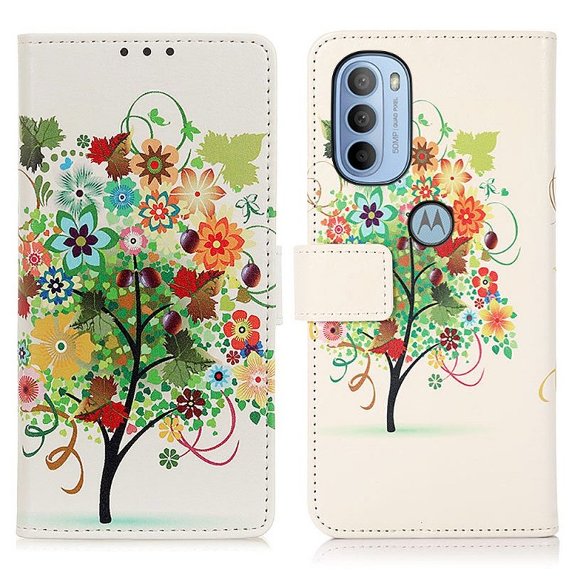 Custodia in pelle Moto G41 / G31 Albero In Fiore