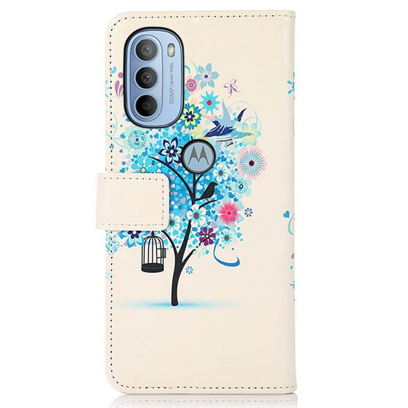 Custodia in pelle Moto G41 / G31 Albero In Fiore