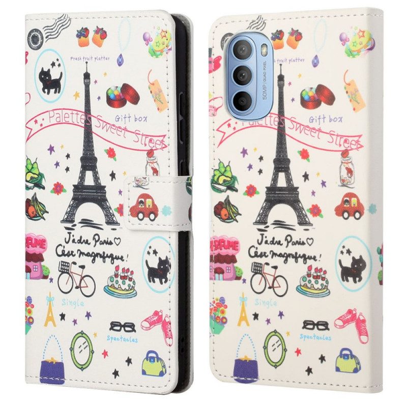 Custodia in pelle Moto G41 / G31 Amo Parigi