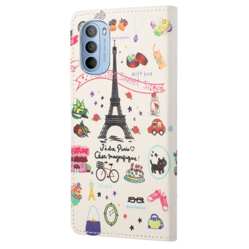 Custodia in pelle Moto G41 / G31 Amo Parigi