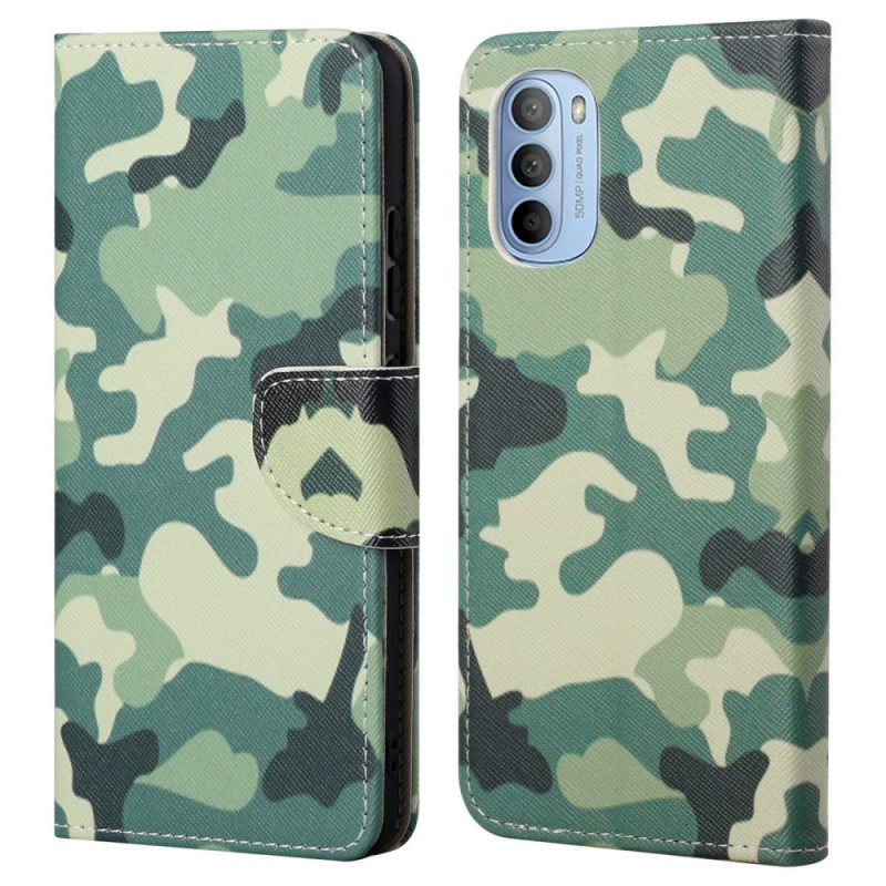 Custodia in pelle Moto G41 / G31 Camuffamento Militare