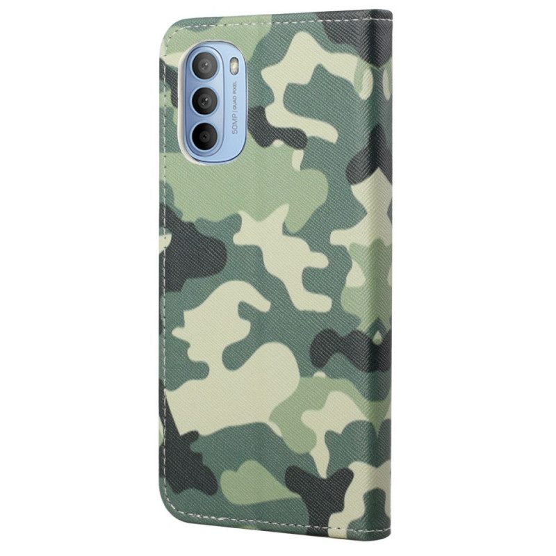 Custodia in pelle Moto G41 / G31 Camuffamento Militare